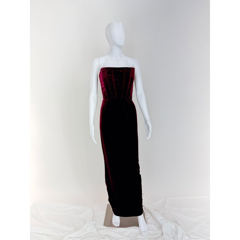 Bronx and Banco Florentina Strapless Velvet Gown Lace Up Back Size XL NO TIE - Picture 3 of 10
